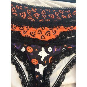 Morvia 3pk lace trim goth Skater Emo Goth panties M Blk Orange Purple Halloween